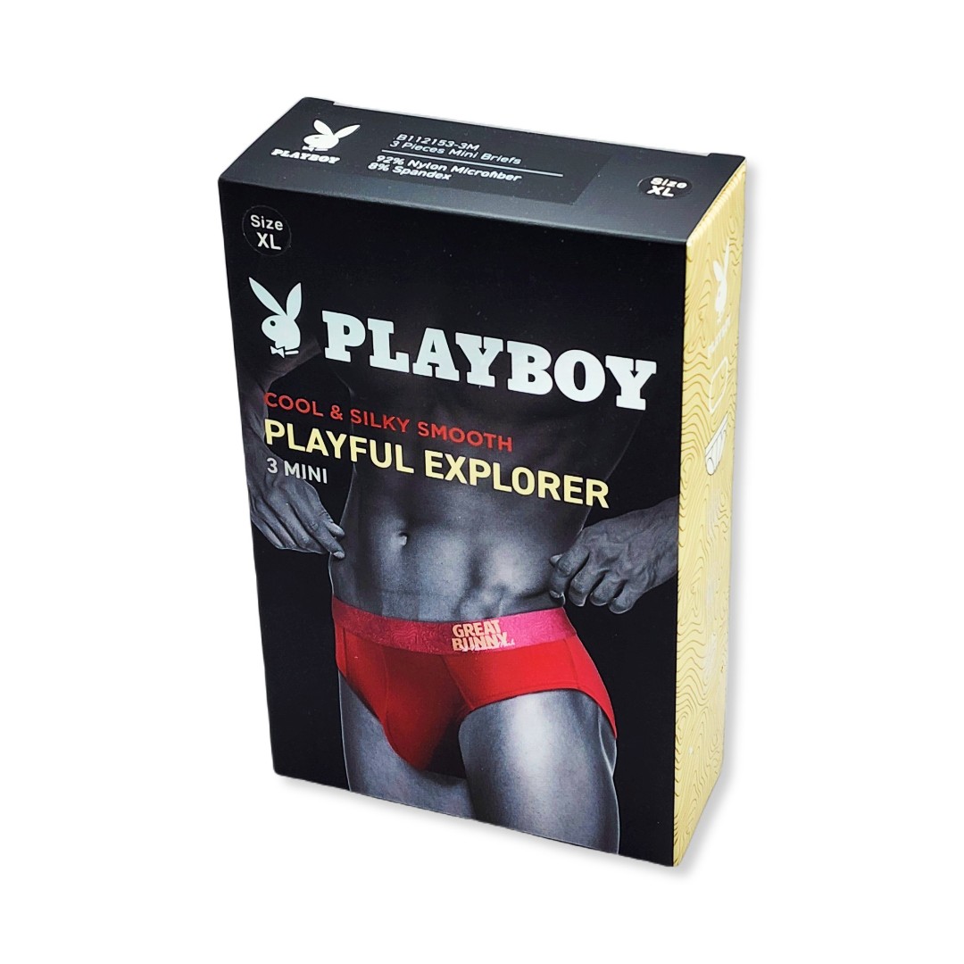 Buy Playboy Mini Briefs With Elastic Waistband 3-Pc (Assorted Colours)